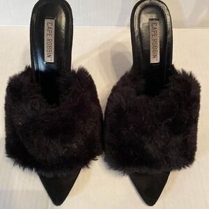 Black Cape Robbin Faux Fur Mules Women's Size 8